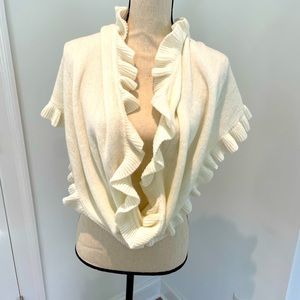 Taleen ivory shawl / scarf with ruffle detail